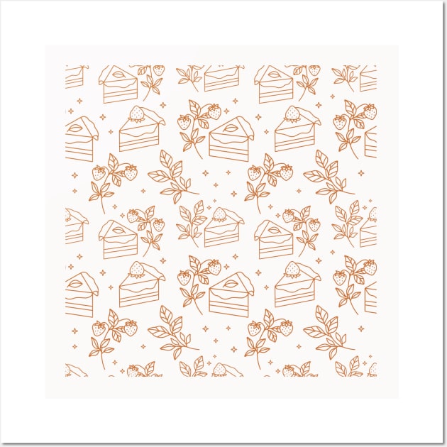 Vintage Brown Cake Seamless Pattern Wall Art by thecolorblooms